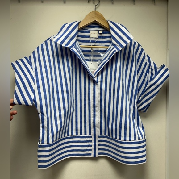 Zac & Rachel Tops - Zac & Rachel Nautical Blue and White Striped Top